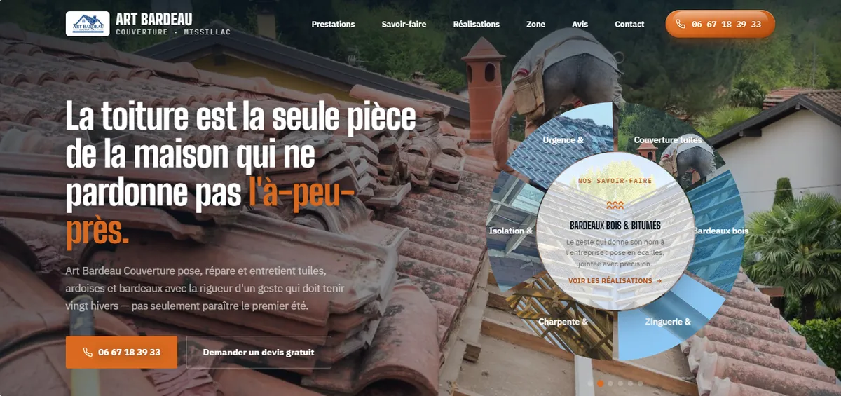Page d'accueil du site Art Bardeau Couverture