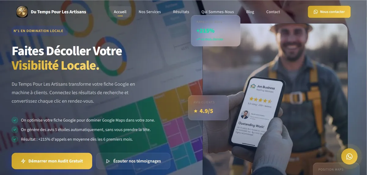 Page d'accueil du site Du Temps Pour Les Artisans