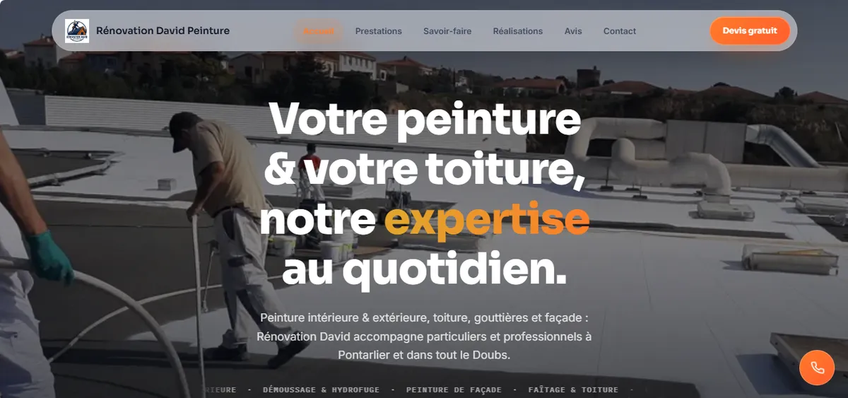 Page d'accueil du site Rénovation David