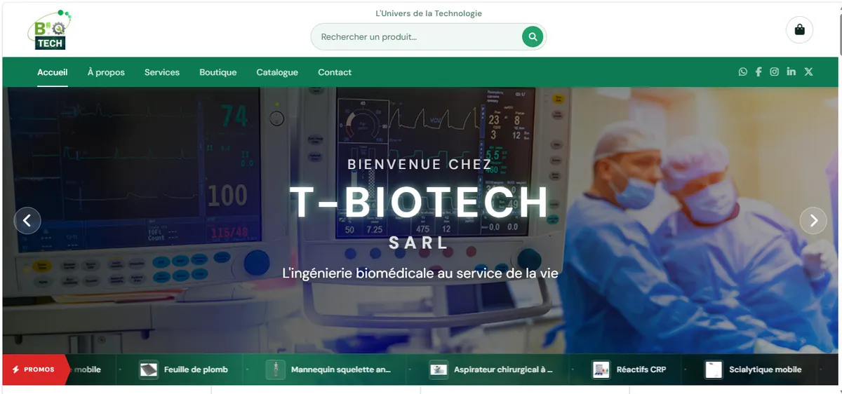 Page d'accueil du site T-Biotech